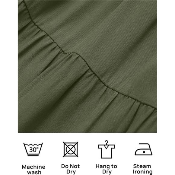 Casual Long Sleeve Crew Neck High Waist Smocked Flowy Tiered Midi Dress - Picture 11 of 14